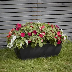 Verve Florus Black Plastic Bell Rectangular Trough (H)15cm (W)15cm