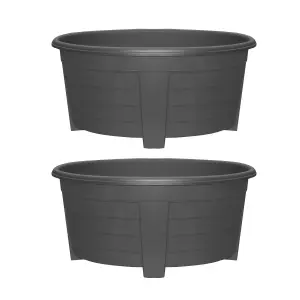 simpa 2PC Black Grosvenor Oval Plastic Planters - 55cm