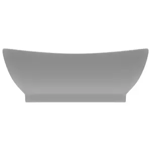 Belfry Bathroom Pearlene 390mm W Ceramic Oval Sink with Overflow Light Grey