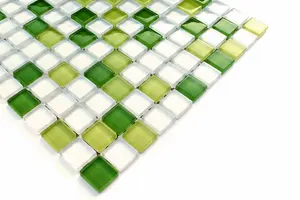 Glass mosaic on mesh for bathroom or kitchen 300mm x 300mm - Apple marshmallow