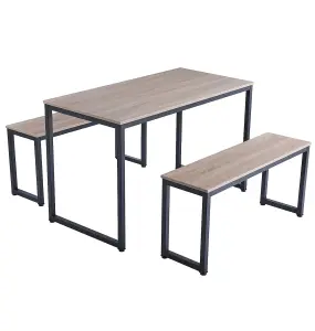 Hallowood Furniture Kempley Fixed Top Dining Table  (120 x 60 cm) Set with Two Benches