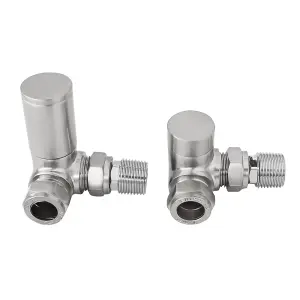 Right Radiators Manual Corner Radiator Valves 15mm Lockshield Central Heating Valve Satin Nickel