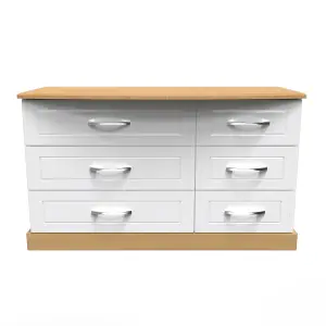 Whitby 6 Drawer Dresser Unit in White Ash & Oak (Ready Assembled)