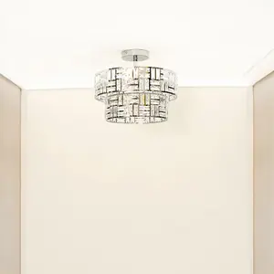 ValueLights Elise Silver Acrylic Jewel Two Tier Ceiling Pendant Light