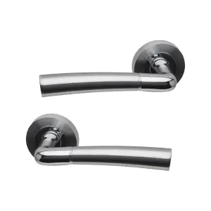 Intelligent Hardware - Internal Door Handle - Pair - Lever on Round Rose - Durham - Polished/Satin Chrome