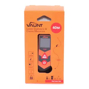 Vaunt V1501005 40m Red Beam Laser Distance Measure & Curve Measure with Scroller