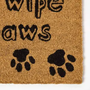 Homescapes Coir Doormat 'Wipe Your Paws', Natural, 40 x 60 cm