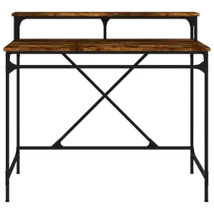 Berkfield Desk Smoked Oak 100x50x90 cm Engineered Wood and Iron