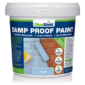 ClimaShield Damp Proof Paint - Waterproof Paint, (Blue), Liquid DPM, Breathable Protection, Damp-proof, Internal and External, 10L