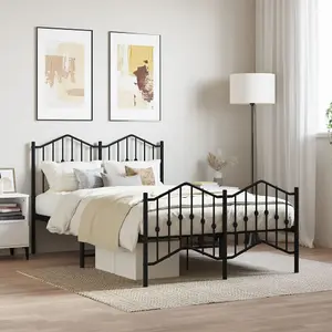 Berkfield Metal Bed Frame without Mattress with Footboard Black 120x190cm