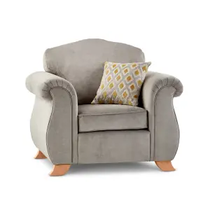 Fairhurst Soft Textured Scroll Arm Grey Fabric Armchair