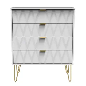 Diamond Ready assembled Matt white 4 Drawer Chest of drawers (H)885mm (W)765mm (D)415mm