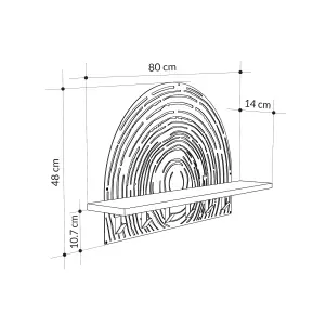 Decortie Modern Pine Wall-Mount White Coat Hanger 6 Hooks Metal Laser-cut Design Engineered Wood Shelf Storage Hallway