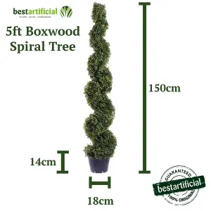 Best Artificial 5ft - 150cm Green Boxwood Spiral Topiary Tree - Suitable for Outdoor Use - Weather & Fade Resistant