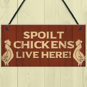 Red Ocean Novelty Chicken Coop Hanging Sign Chicken Sign Gift Novelty Garden Decor Signs