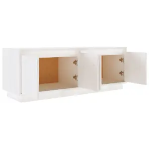 Berkfield TV Cabinet White 110x34x40 cm Solid Wood Pine