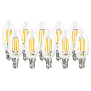 Harper Living 4.5 Watts E14 LED Bulb Clear Candle Cool White Dimmable, Pack of 10