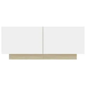 Berkfield TV Cabinet White and Sonoma Oak 100x35x40 cm Engineered Wood