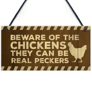 Beware Of The Chickens Sign Funny Chicken Coop Sign Home Plaque Family Gift