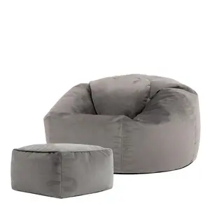 icon Aurora Classic Velvet Bean Bag Chair & Pouffe Charcoal Grey Bean Bag Chair