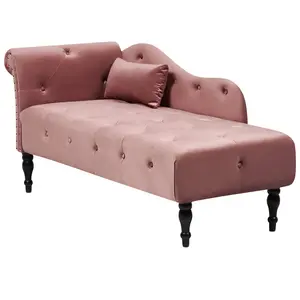 Left Hand Velvet Chaise Lounge Pink IVRY