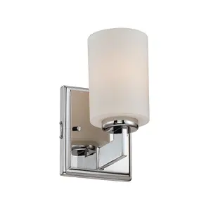 IP44 Wall Light Single Compact Opaque Glass Shade Polished Chrome LED G9 3.5W