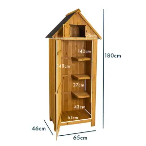 Outdoor Bideford Garden Wooden Storage Cabinet Tool Shed - Natural