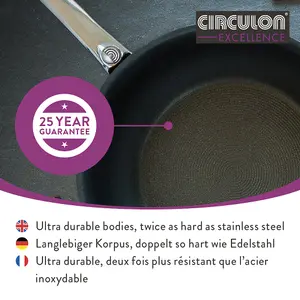 Circulon Excellence Black Round Aluminium Induction Suitable Dishwasher Safe Frying Pan 22cm