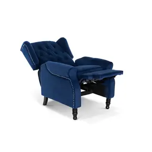 Velvet Blue Marianna Manual Recliner Wingback Chair