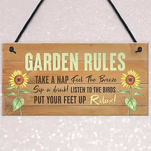 Red Ocean Garden Rules Hanging Plaque Backyard Sign Shed Sign Garden Gift Friendship Gift