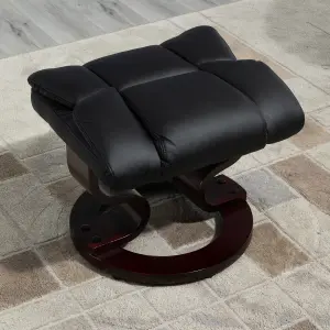 HOMCOM PU Leather Manual Reclining Armchair Footstool Padded Seat Black