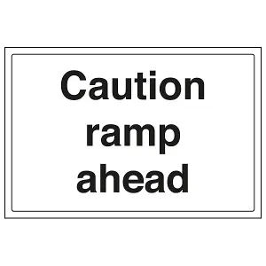 Caution Ramp Ahead Road Safety Sign - Adhesive Vinyl - 300x200mm (x3)