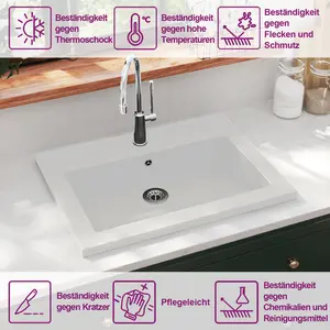 Belfry Bathroom Makiver 600mm L x 450mm W Resin Rectangular Sink with Overflow White