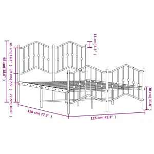 Berkfield Metal Bed Frame without Mattress with Footboard Black 120x190cm