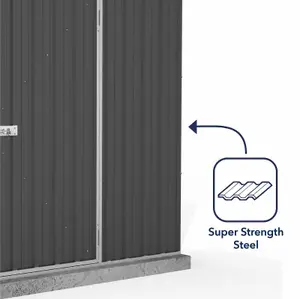 Absco Space Saver Pent Dark Grey Metal Shed 2.26m x 0.78m Garden Storage Building 7.5ft x 3ft