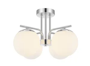 GoodHome Glass & metal Chrome effect 4 Lamp LED Ceiling light