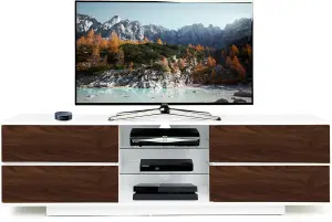 Homeology Avitus Premium High Gloss White with 4-Walnut Drawers and 2 Shelves up to 65" LED/OLED/LCD TV Cabinet