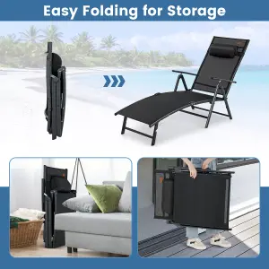 Costway Folding Chaise Lounge Chair Outdoor Portable Adjustable Reclining Chair