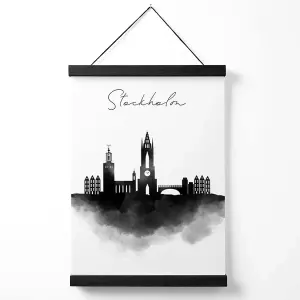 Stockholm Watercolour Skyline City Medium Poster with Black Hanger