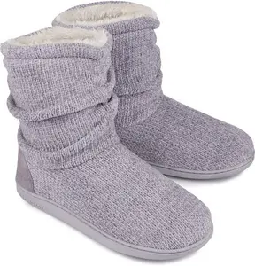 Longbay Ladies' Chenille Knit Warm Boots Slippers Soft Plush Fleece Booties Slipper Memory Foam Women Bootee Slippers House Shoes