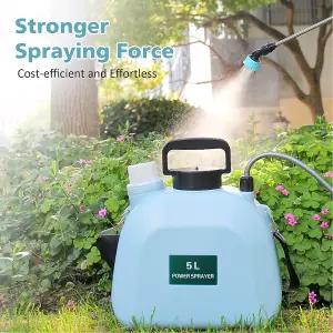 Battery Powered Sprayer 5L, Electric Sprayer with 3 Mist Nozzles, USB Rechargeable Handle and Retractable Wand, Garden Sprayer