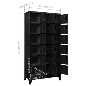 Berkfield Locker Cabinet Black 90x40x180 cm Steel