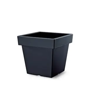 Plant Flower Pot Square Low Planter Pot 3 Sizes Garden Patio Home Large Modern Anthracite 4.5L - Low