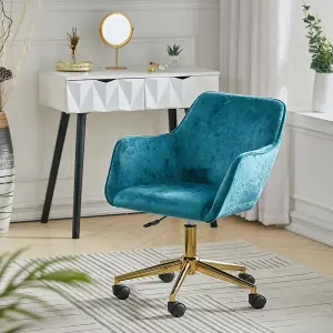 Mint Green Ice Velvet Upholstered Swivel Office Chair Desk Chair With Armrest