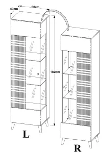 Furneo High Gloss & Matt White Living Room Set TV Stand Display Cabinets Azzurro10/12 White LED Lights