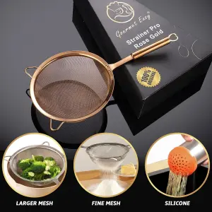 Gourmet Easy Set of 2 Stainless Steel Strainer - Rose Gold