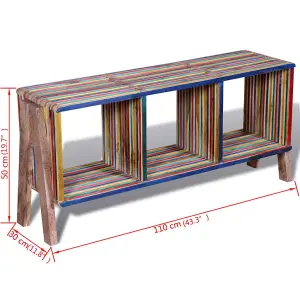 TV Cabinet with 3 Shelves Stackable Reclaimed Teak Colourful