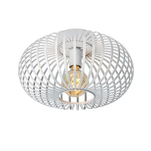 Lucide Manuela Vintage Flush Ceiling Light 39.5cm- 1xE27 - White