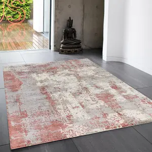 Red Handmade Luxurious Modern Abstract Rug Easy to clean Living Room and Bedroom-160cm X 230cm