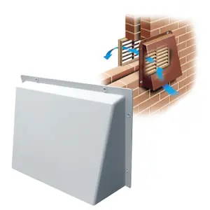 White Hooded Cowl 9" x 9" Vent Cover for Air Bricks Grilles Extractors Vents